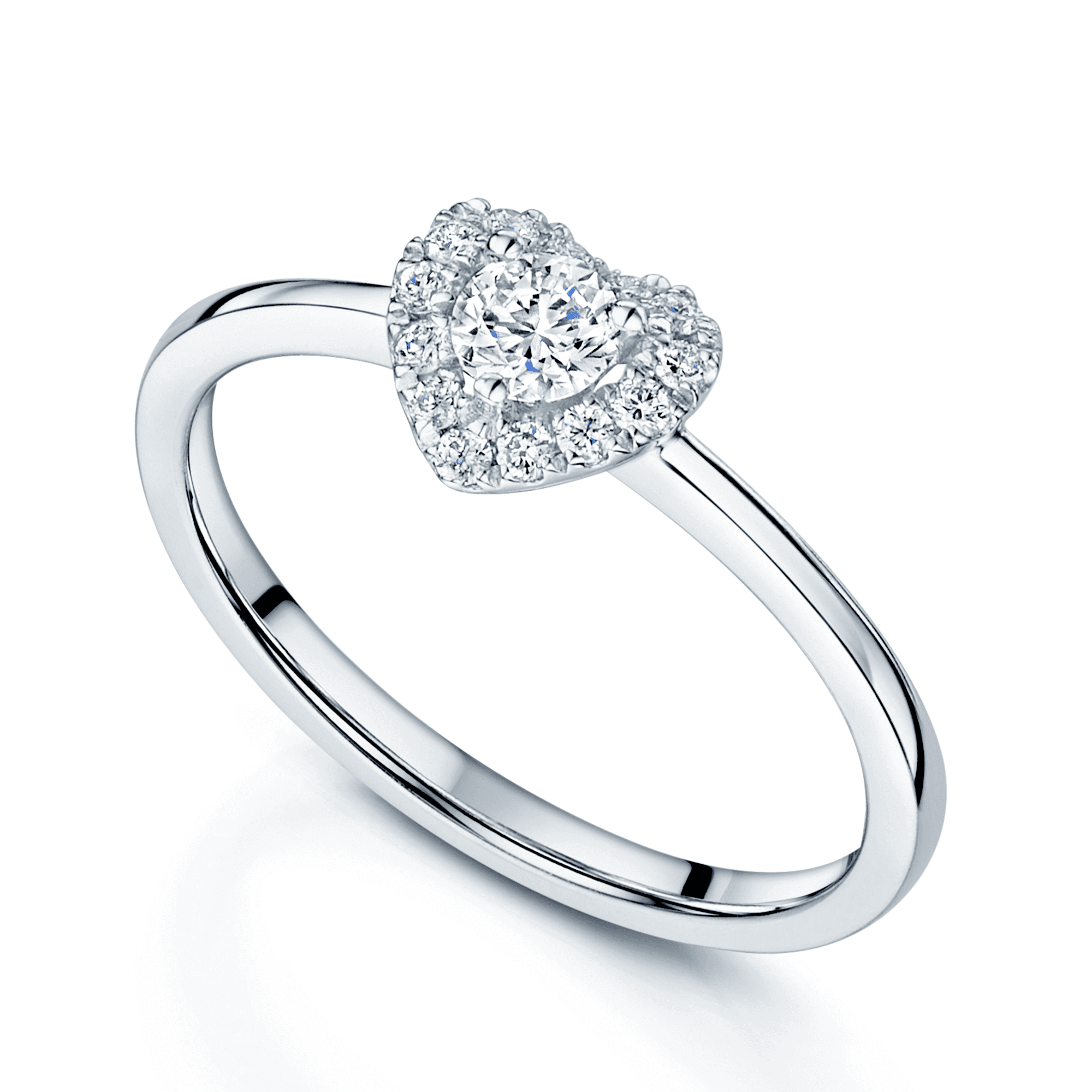 Platinum Heart Shaped Diamond Ring With Halo Surround