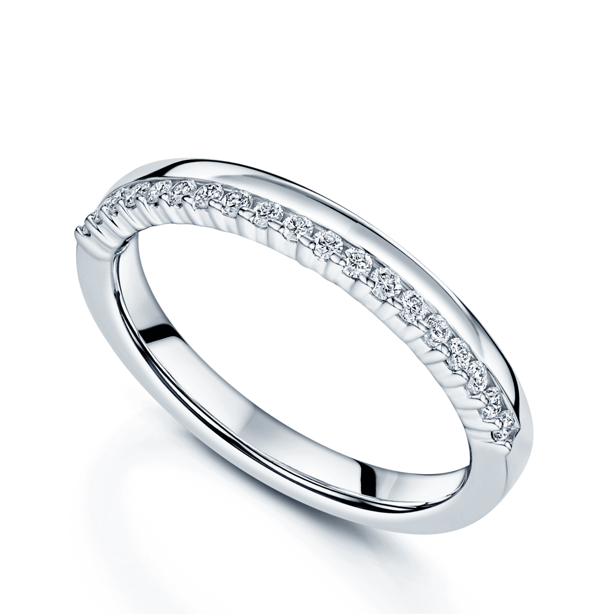 Platinum Round Brilliant Offset Diamond Half Eternity Ring