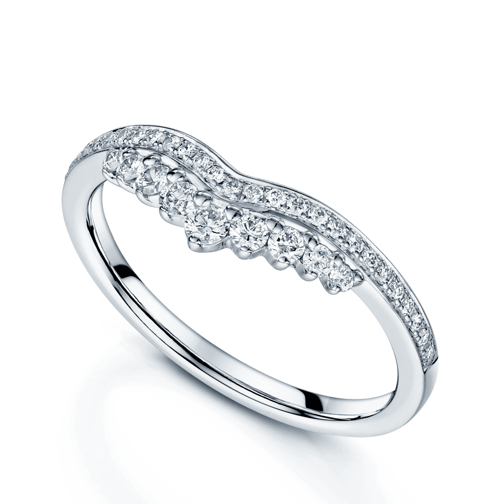 Platinum Round Brilliant Diamond Fancy Wishbone Eternity Ring