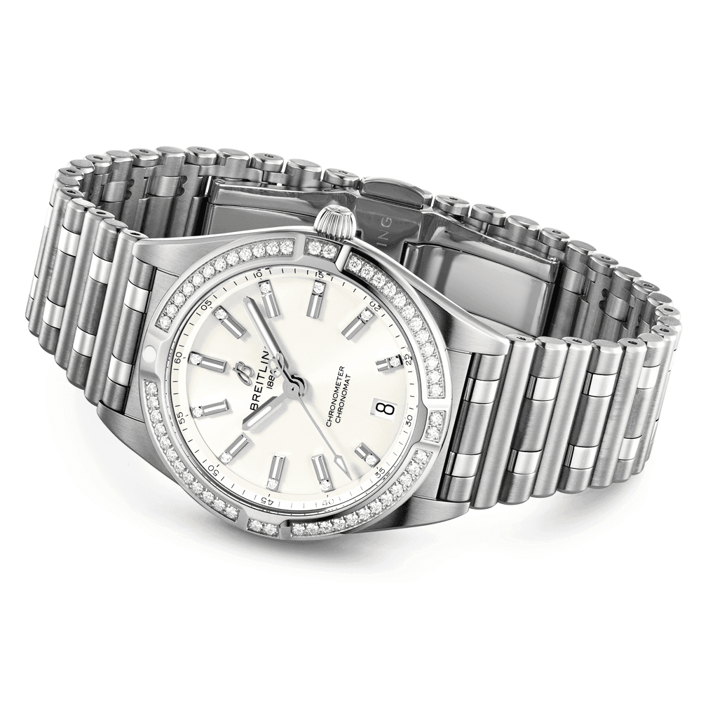 Chronomat 32mm White Diamond Dial & Bezel Ladies Watch