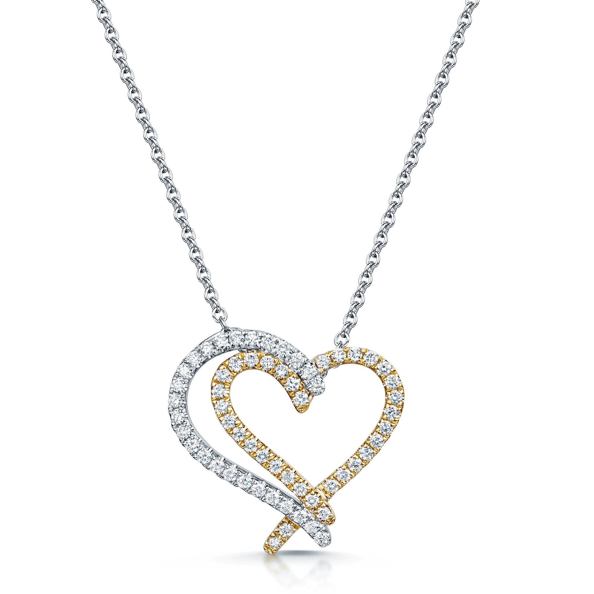 18ct Yellow And White Gold Diamond Entwined Heart Pendant