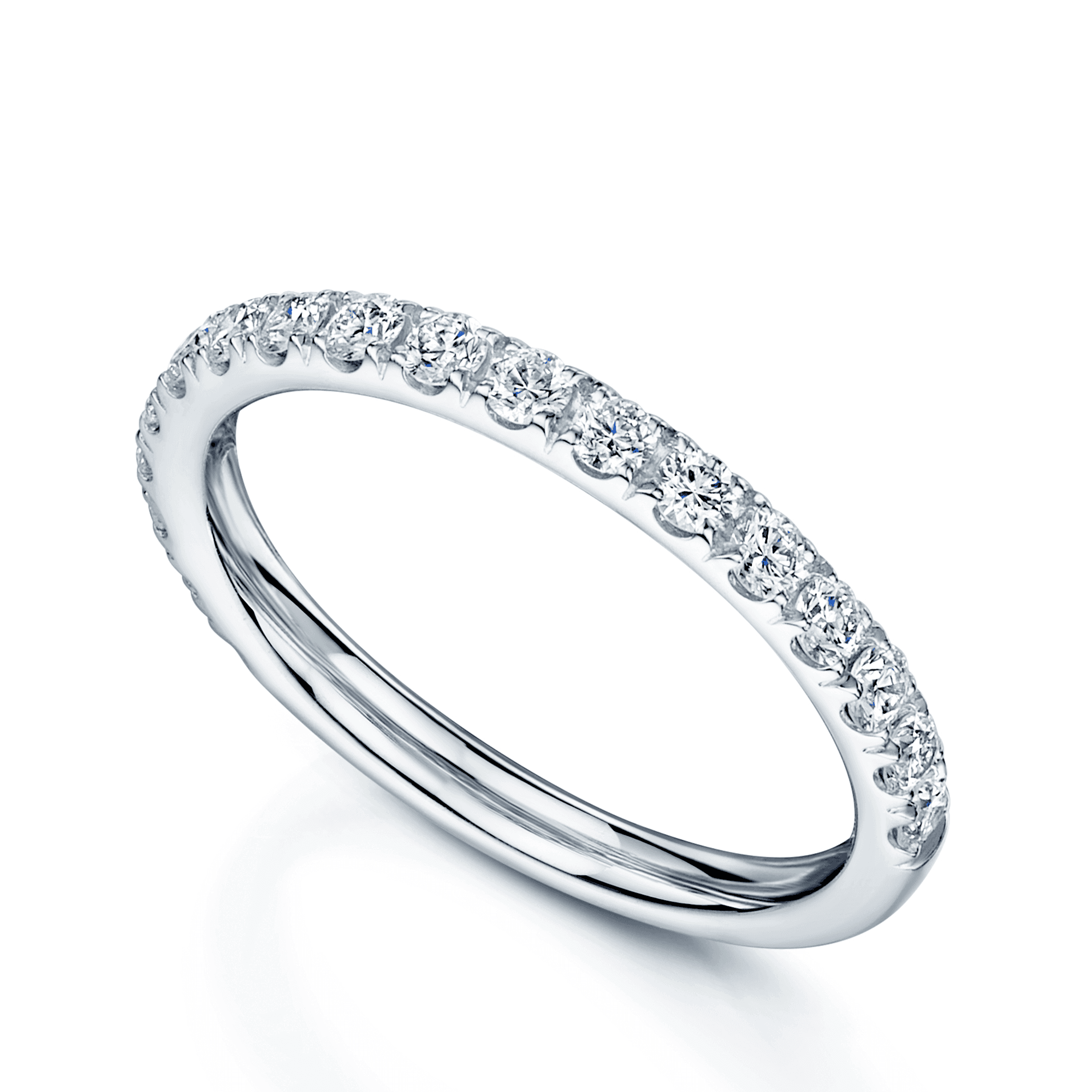 Platinum Diamond Claw Set Fine Band Half Eternity Ring
