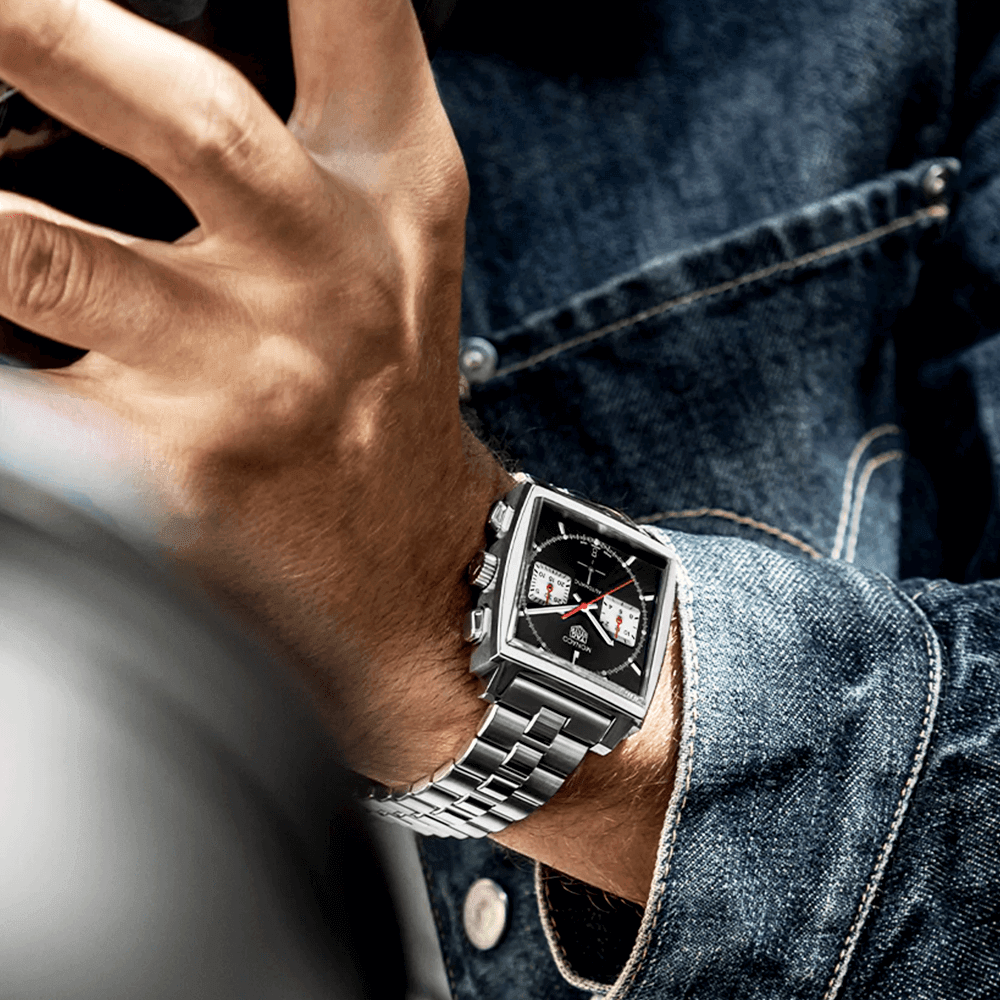 Monaco 39mm Automatic Chronograph Black Dial Men's Bracelet Watch