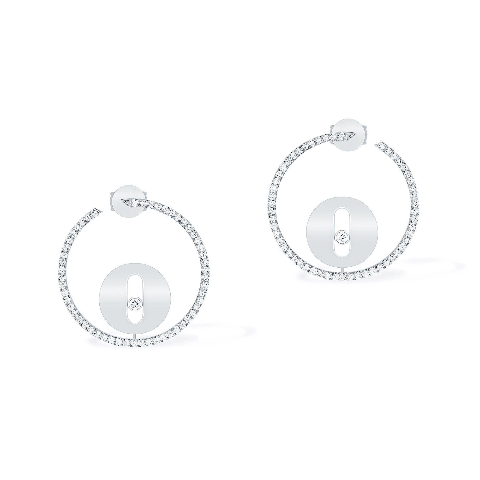 Lucky Move PM Creoles 18ct white gold diamond earrings