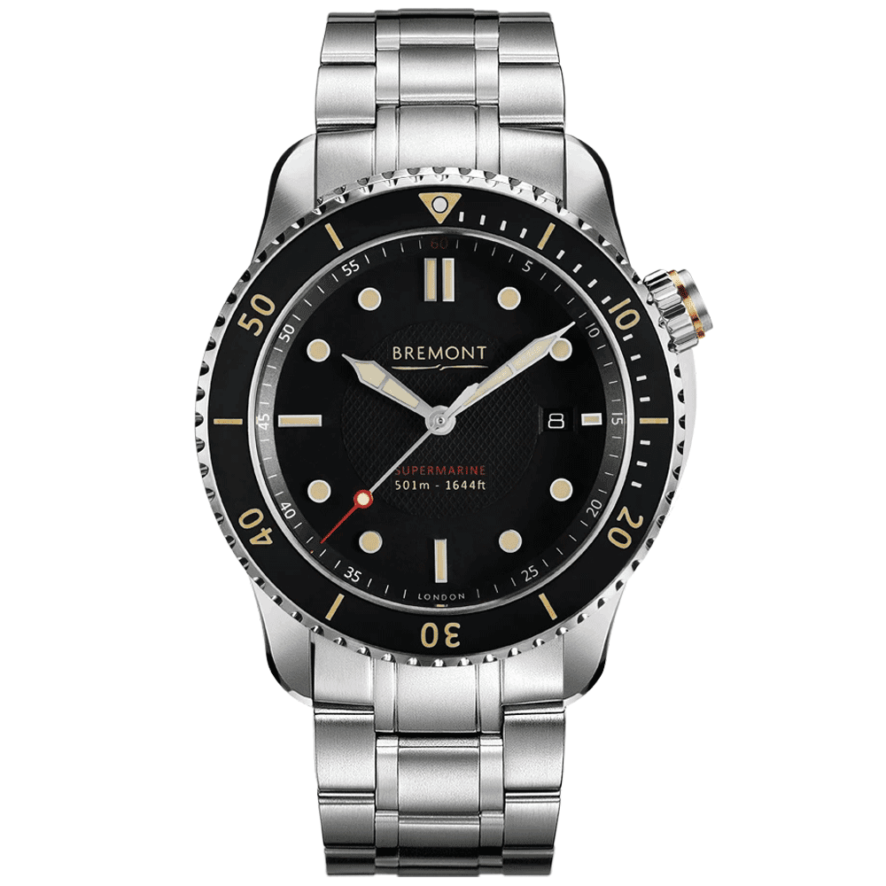 Supermarine S501 43mm Black Dial Men's Bracelet Watch