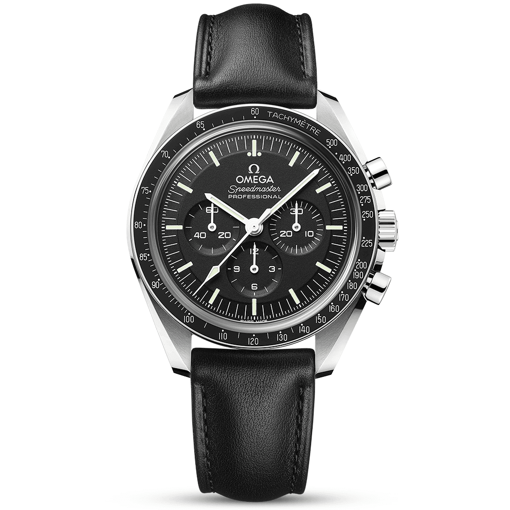 Speedmaster Moonwatch 42mm Men's Leather Strap Chronograph Watch