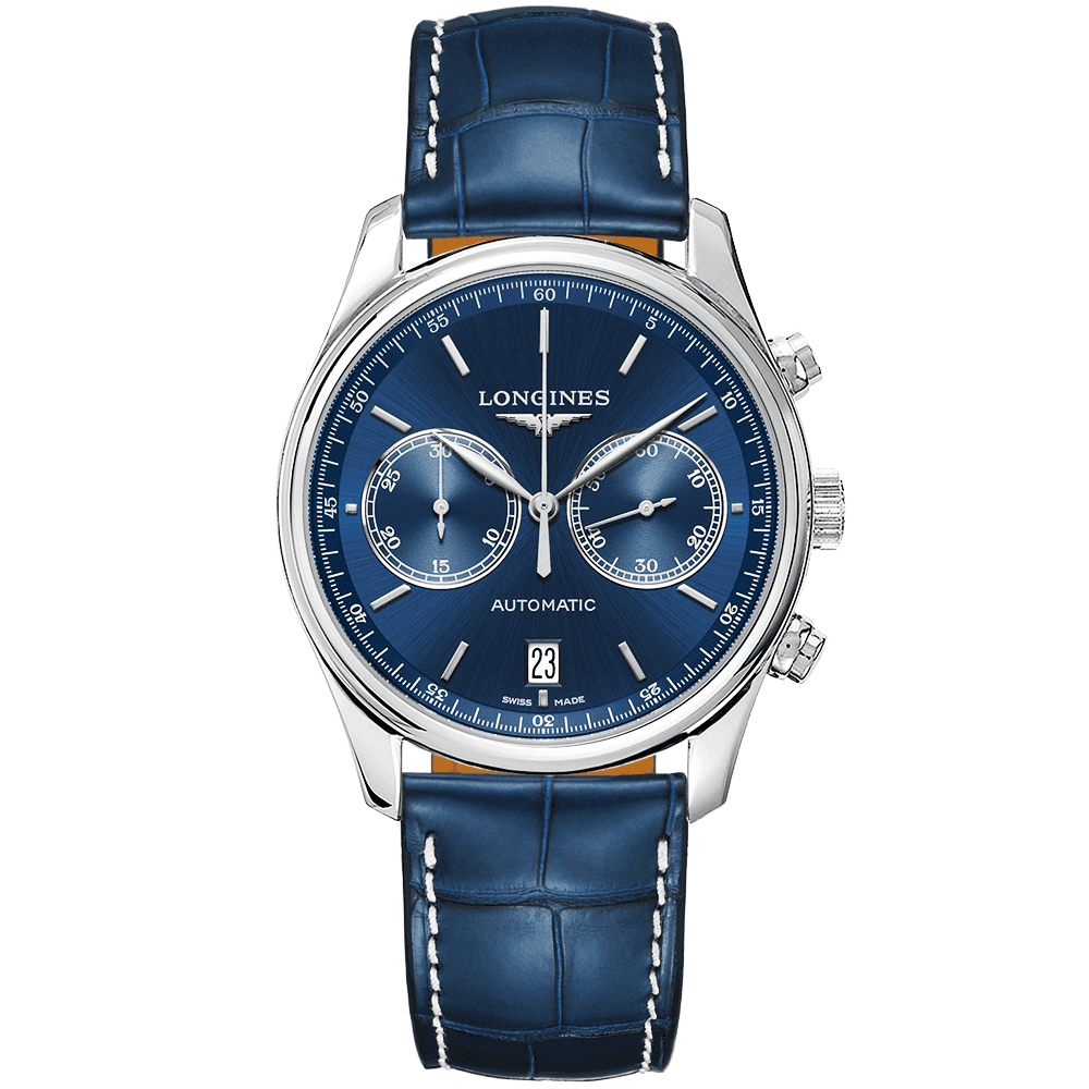 Master 40mm Blue Dial Automatic Chronograph Strap Watch