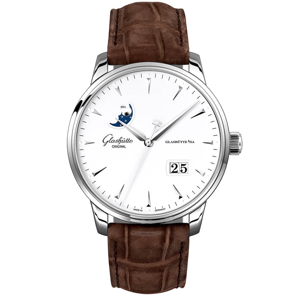 Senator Excellence Panorama Date Moonphase 42mm Varnish White Dial Watch