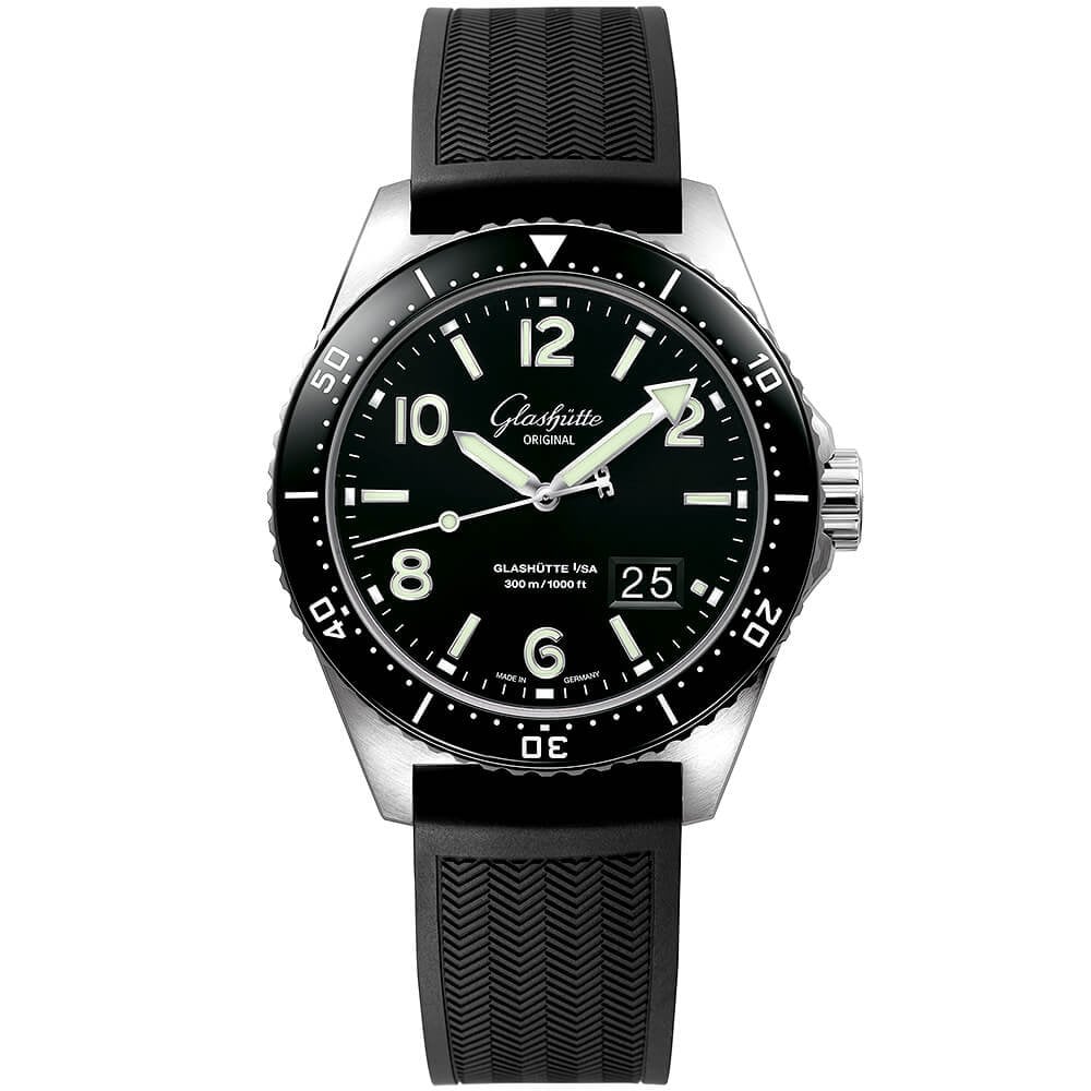 Spezialist SeaQ 43mm Black Dial Men's Automatic Rubber Strap Watch