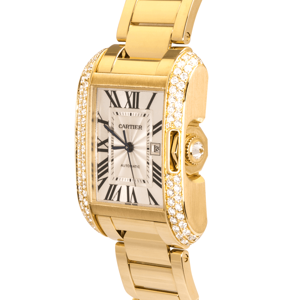 Cartier Tank Anglaise Medium 18ct Yellow Gold Diamond Bezel Watch