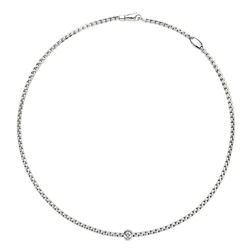 Eka Tiny 18ct White Gold Necklace with Diamond Set Rondel