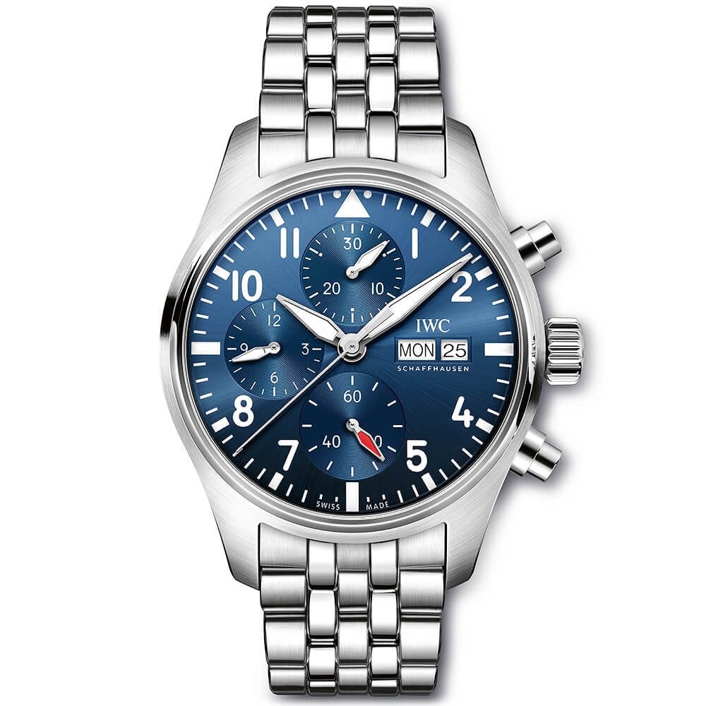 Pilot's 41mm Blue Dial Chronograph Men's Bracelet Watch