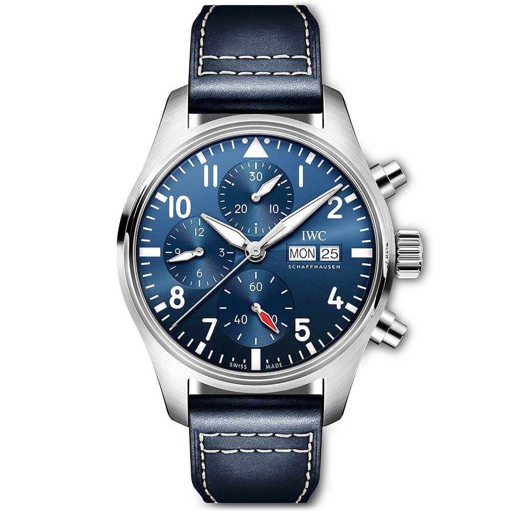 Pilot's 41mm Blue Dial Chronograph Leather Strap Watch