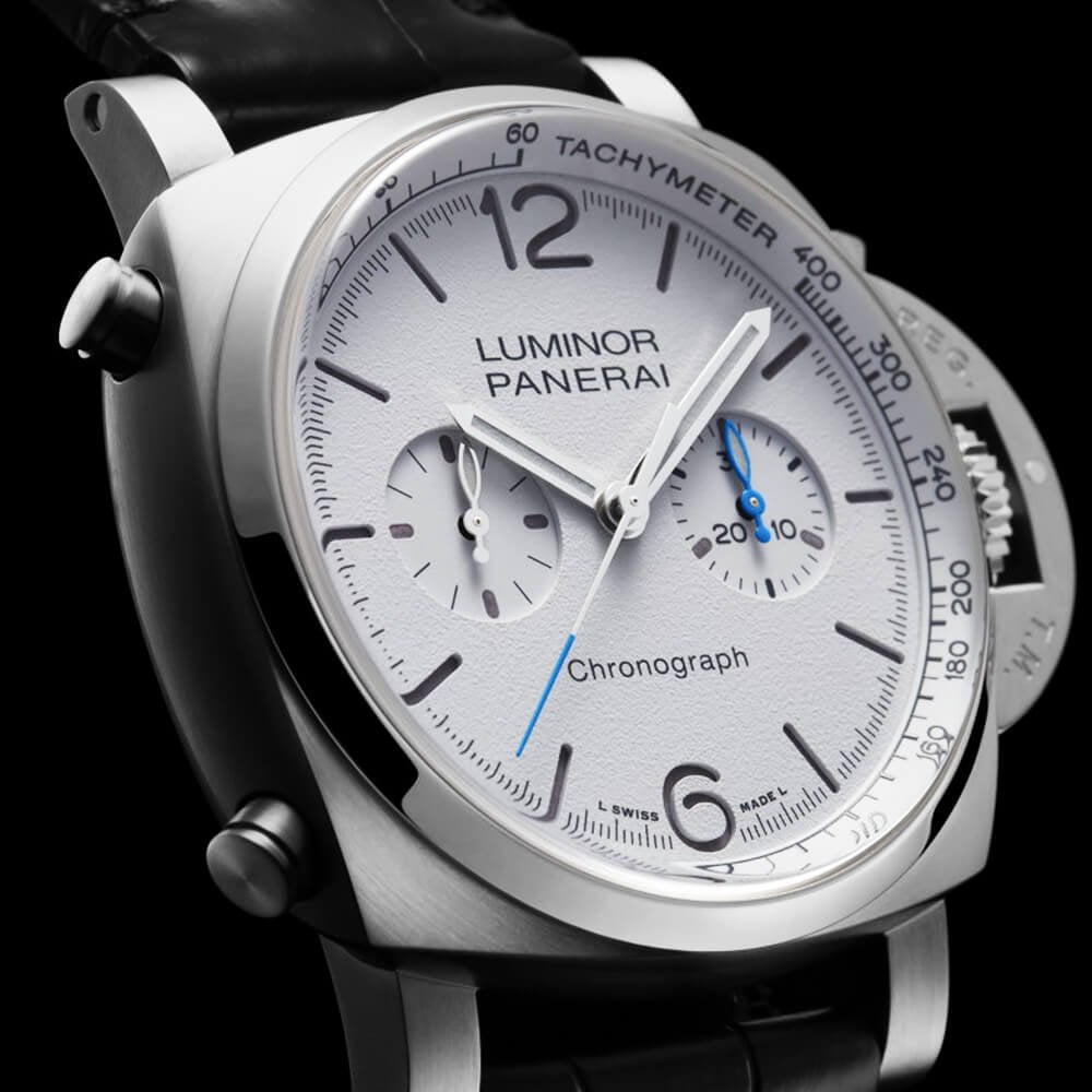 Luminor 44mm White Dial & Leather Strap Automatic Chronograph Watch