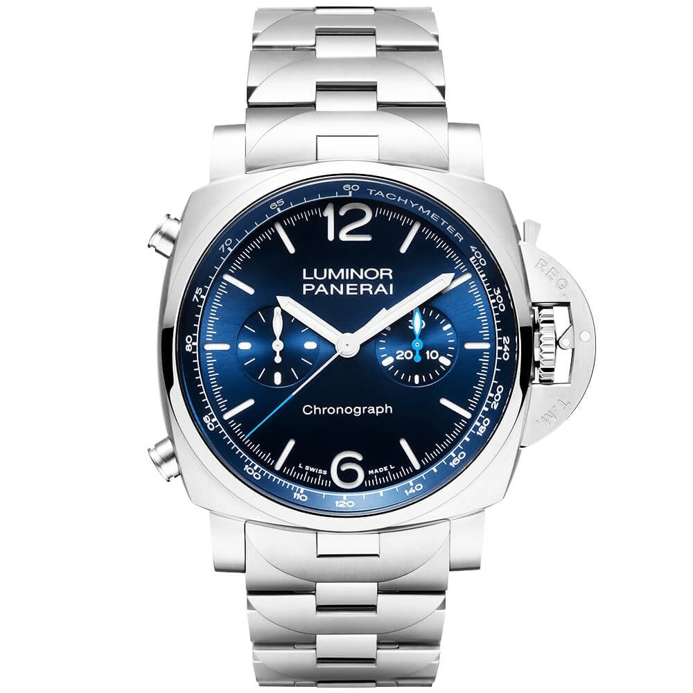 Luminor 44mm Blue Dial Automatic Chronograph Bracelet Watch