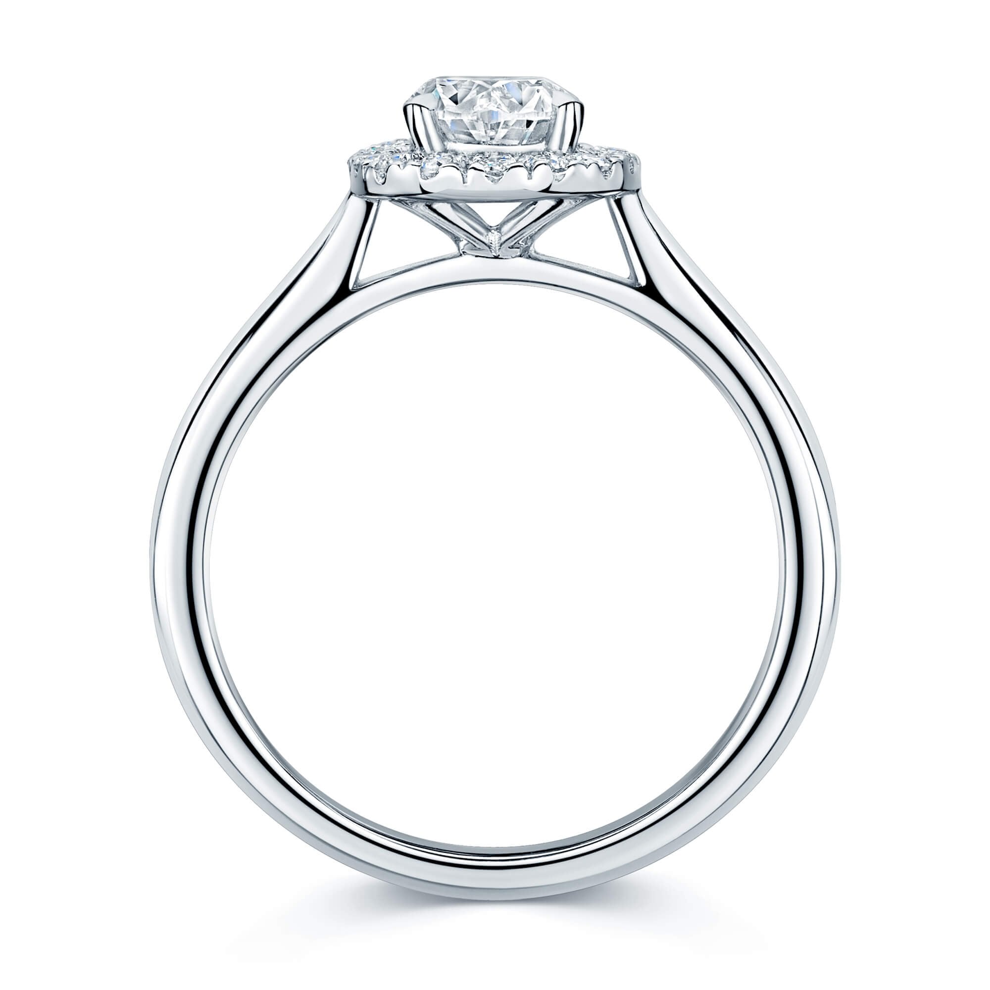 Platinum GIA Certificated Oval Diamond Ring With A Diamond Halo Surround