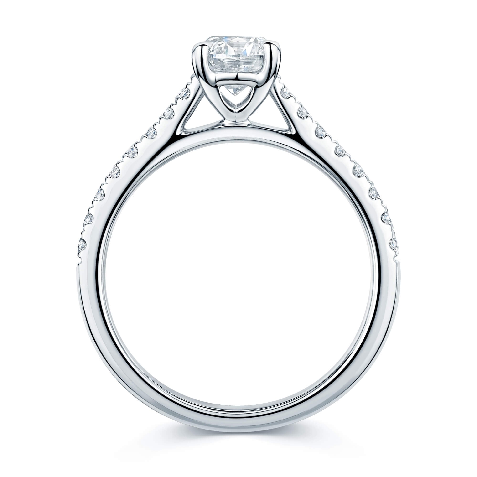 Simply Solitaire Collection Platinum Set Diamond Solitaire Engagement Ring With Diamond Shoulders GIA Certified 0.70 Carat