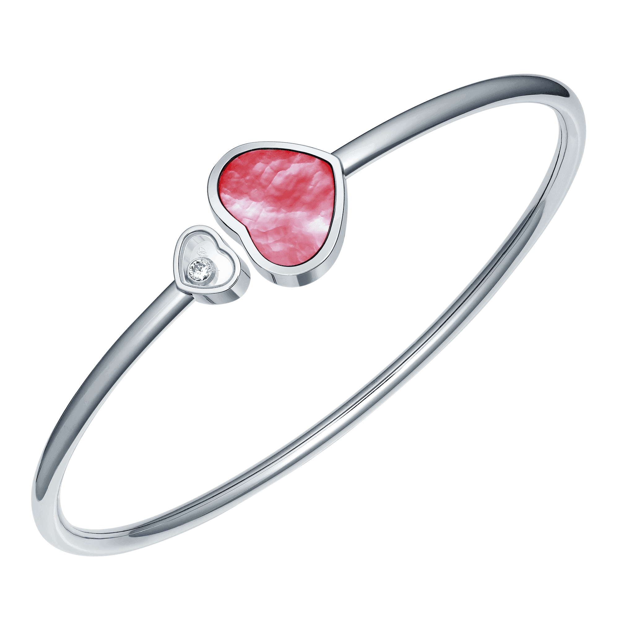 18ct White Gold Happy Hearts Natalia Vodianova's "Naked Heart Foundation" Pink Mother Of Pearl & Diamond Bangle