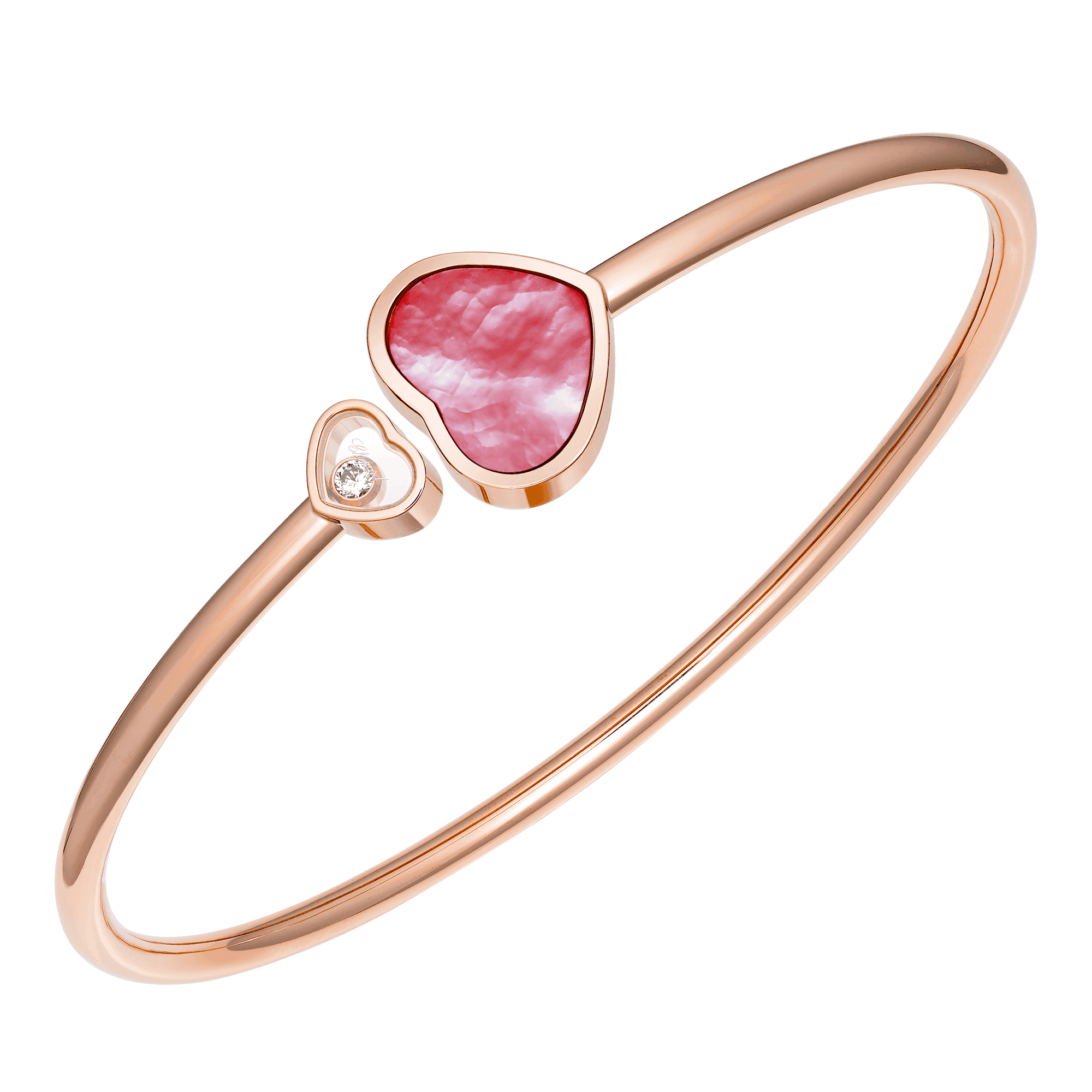 18ct Rose Gold Happy Hearts Natalia Vodianova's "Naked Heart Foundation" Pink Mother Of Pearl & Diamond Bangle