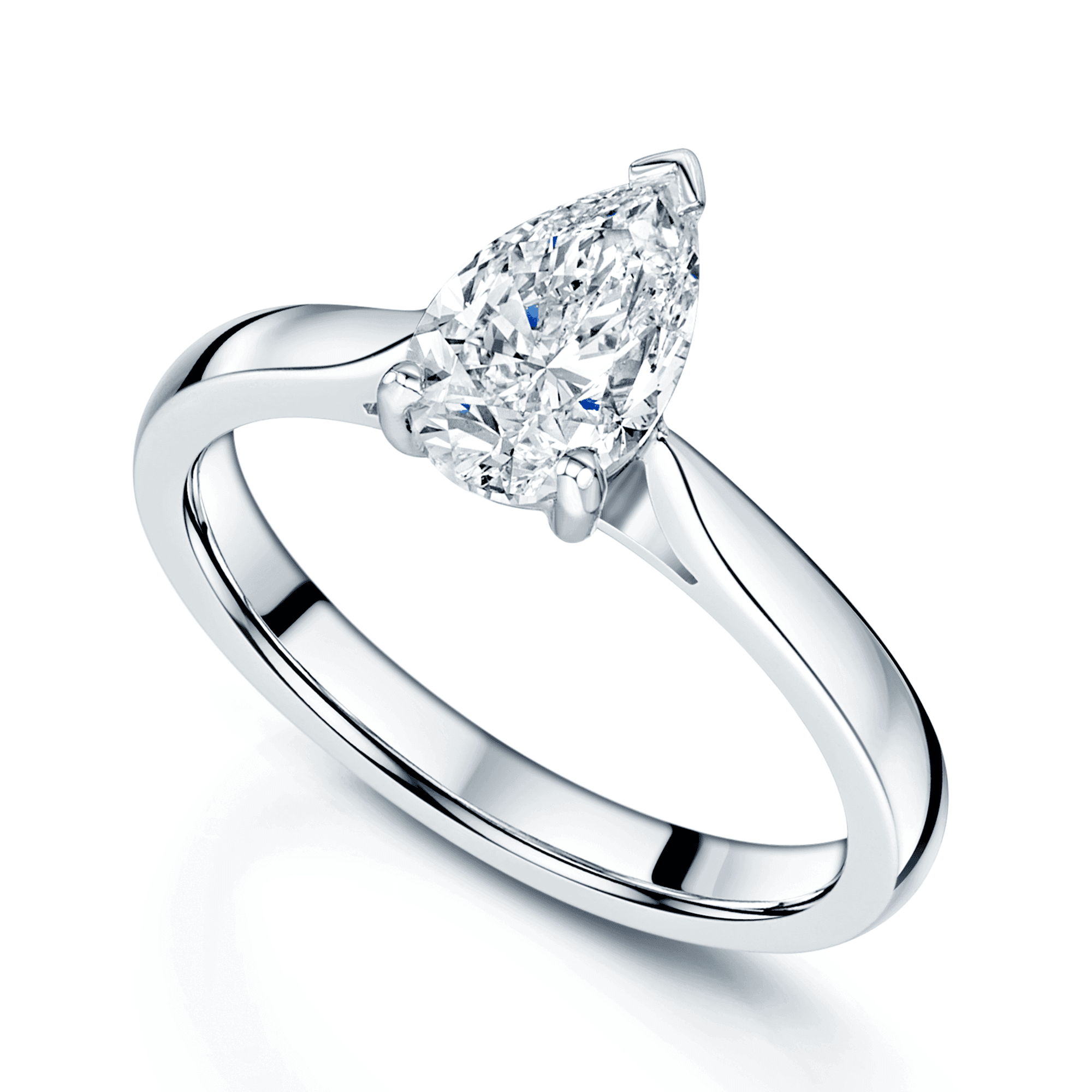 Platinum GIA Certificated Pear Shaped Diamond Solitaire Claw Set Ring