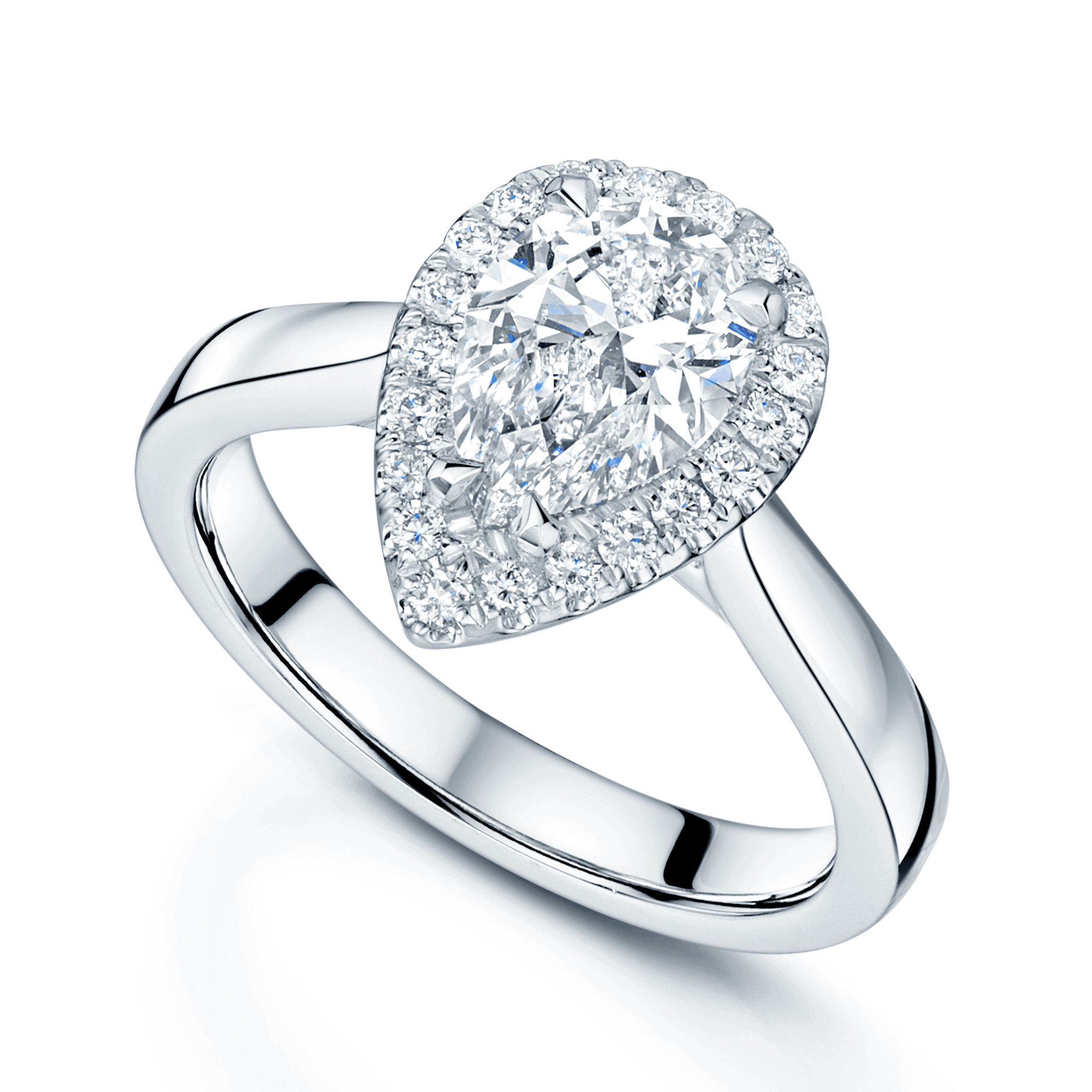 Platinum GIA Certificated Pear Shaped Diamond Halo Cluster Ring