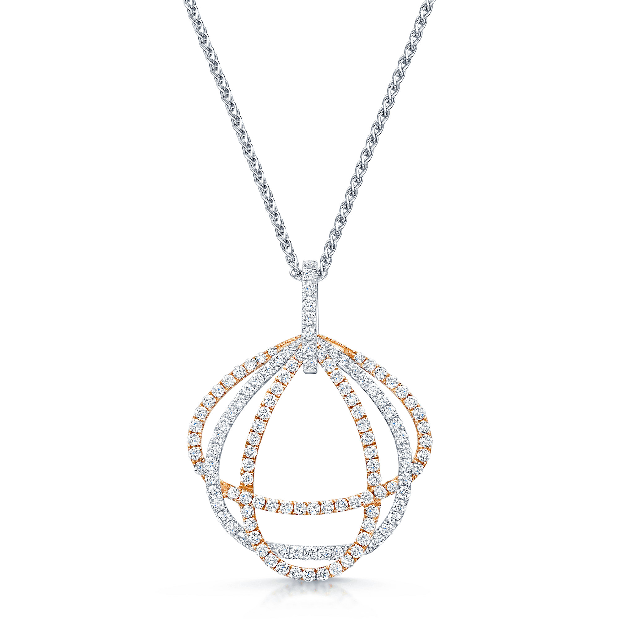 18ct White And Rose Gold Diamond Entwined Open Pendant