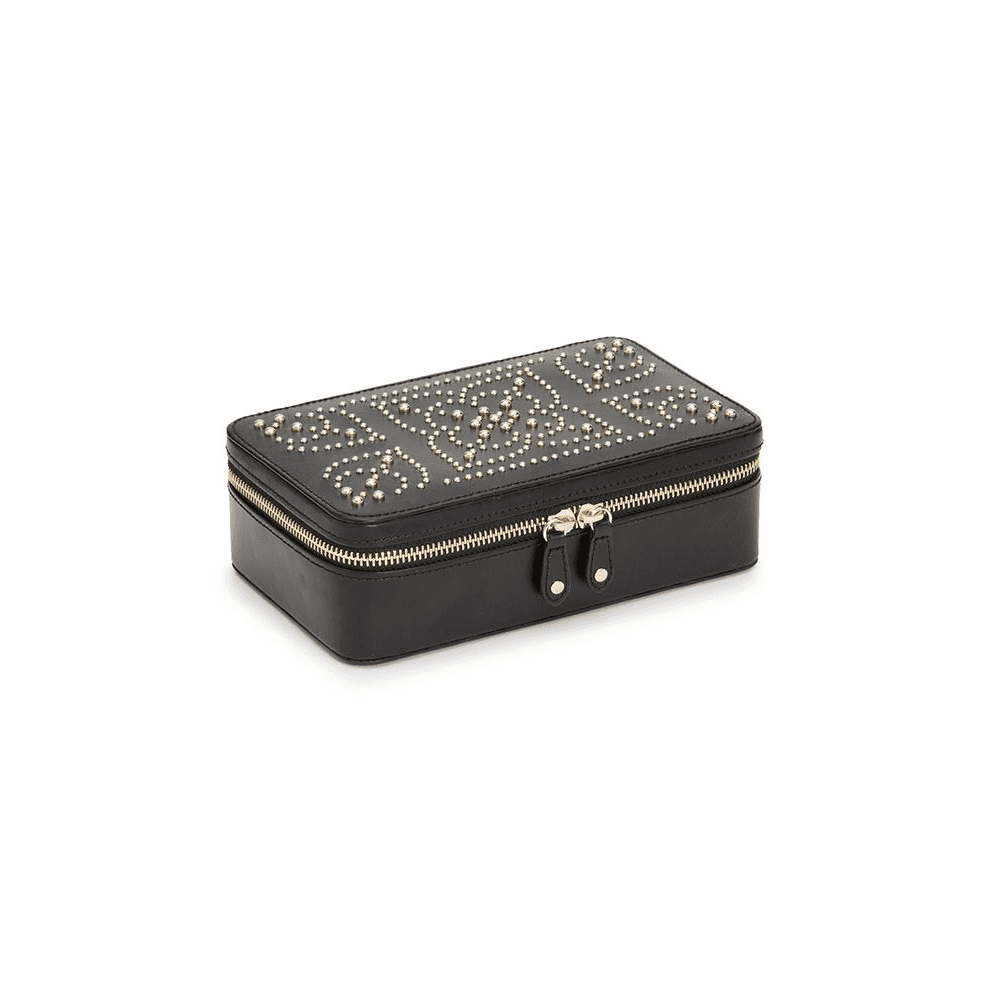 Marrakesh Black Leather Gold Studded Zip Case
