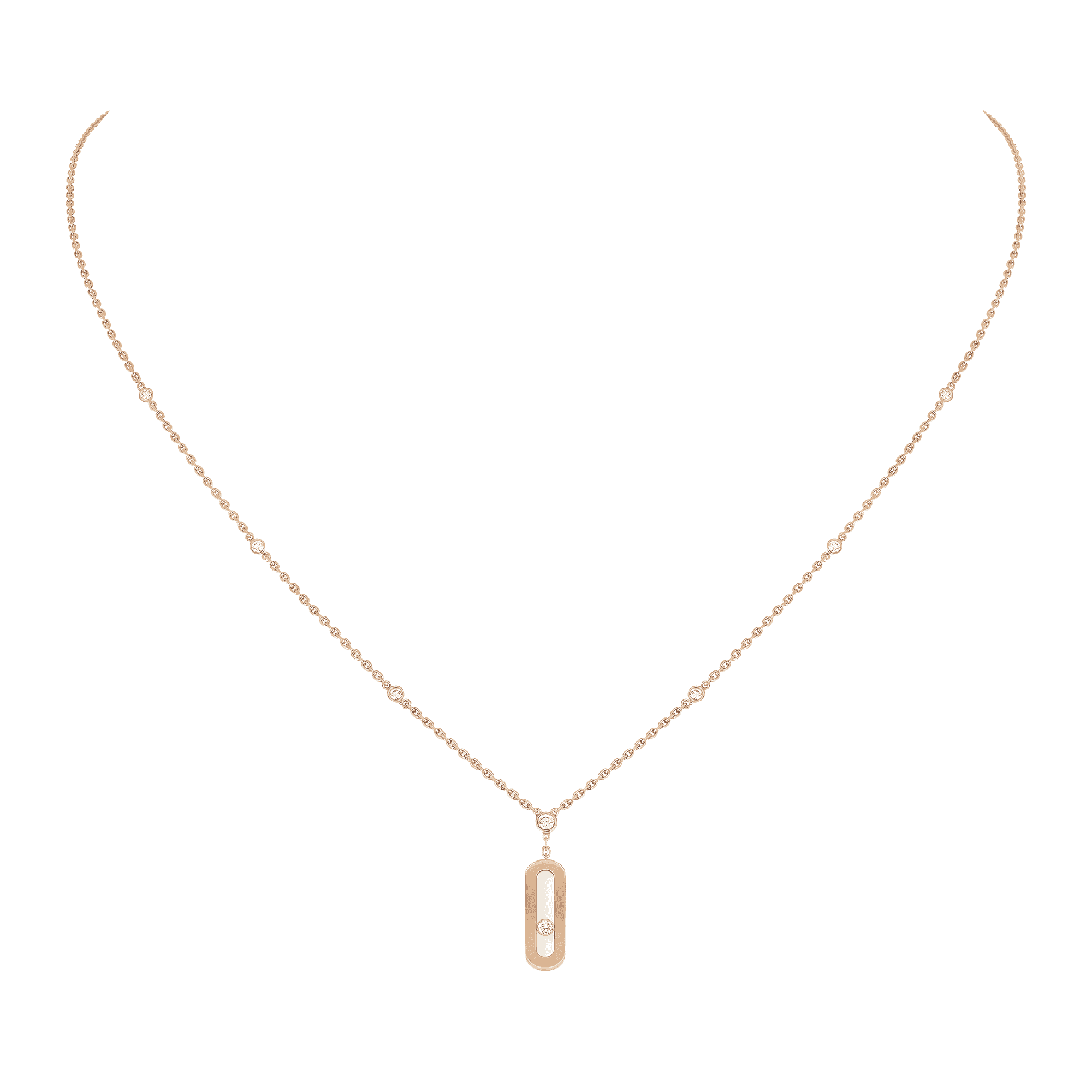 Move Uno Long Necklace 18ct pink gold