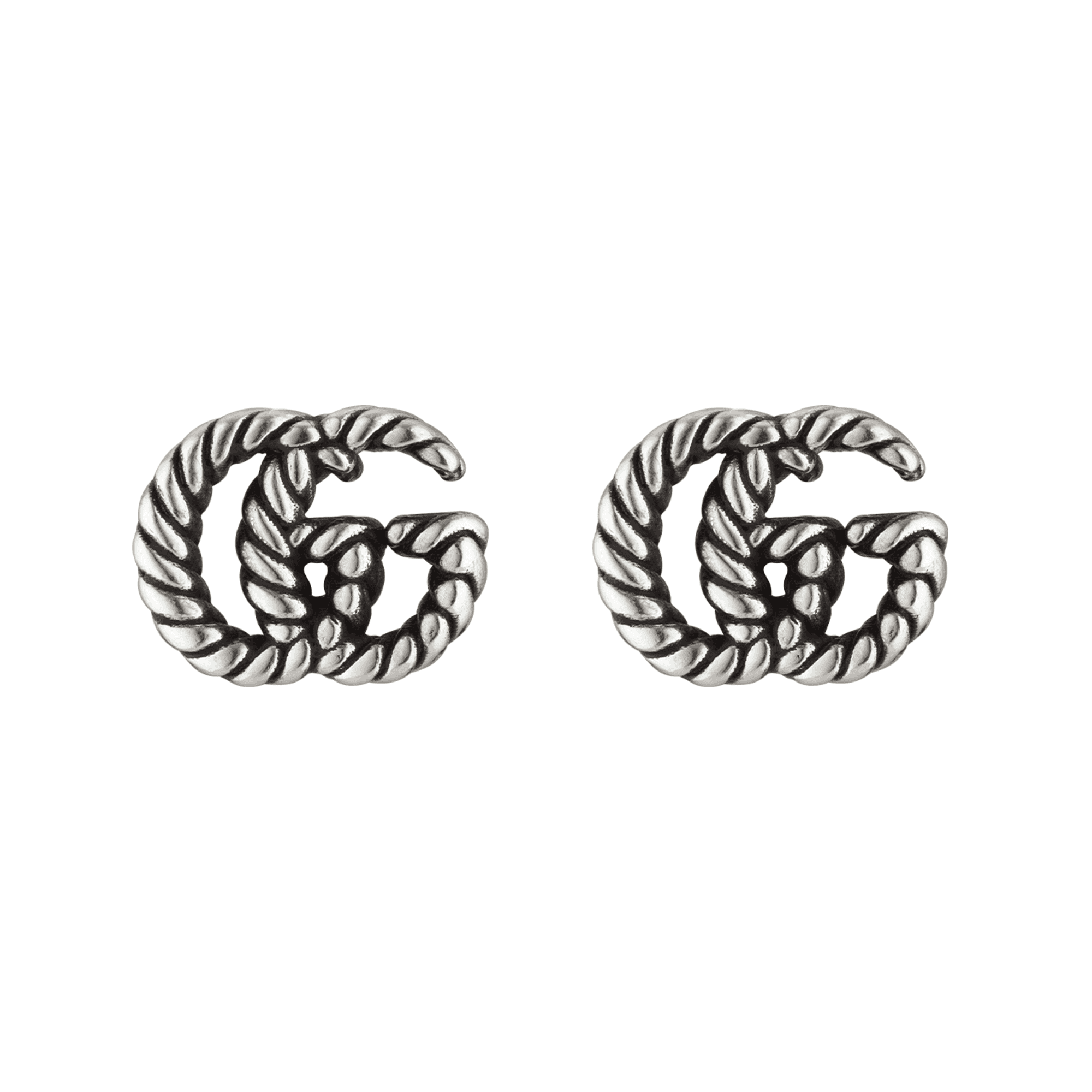 GG Marmont Sterling Silver Aged Stud Earrings