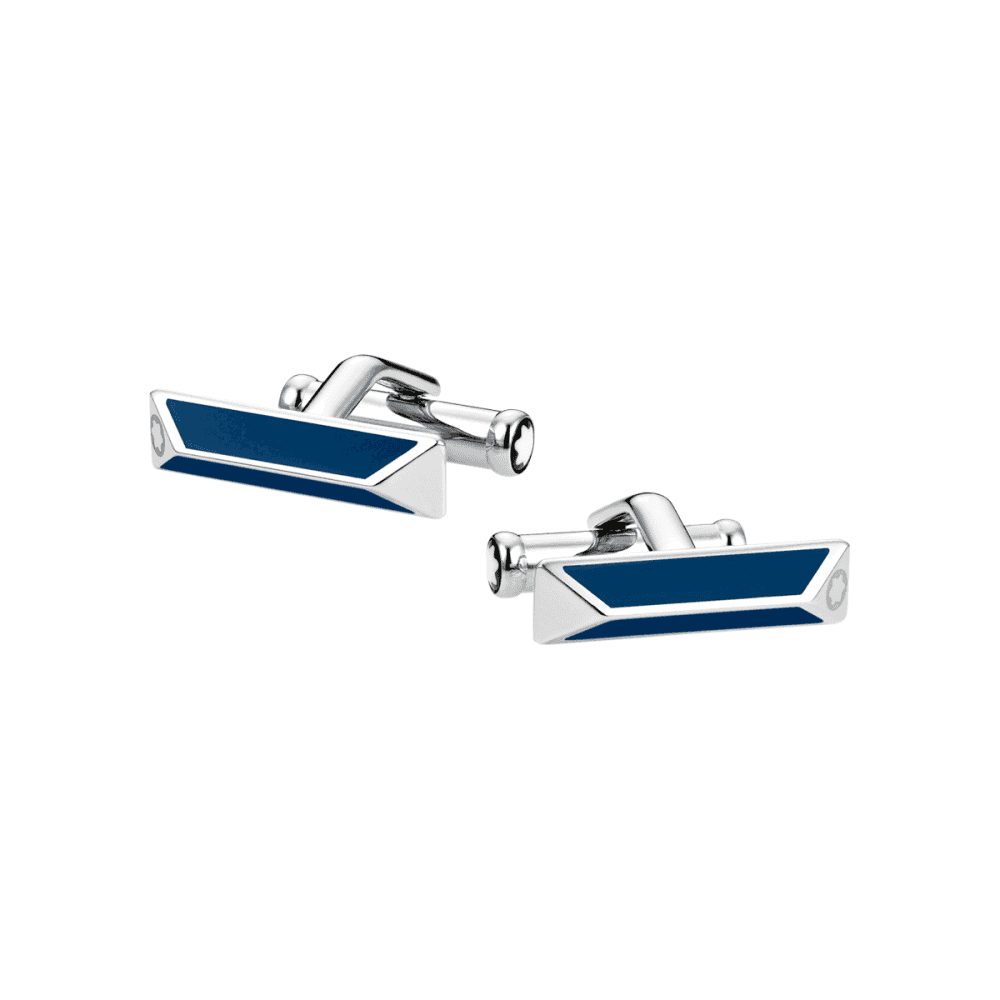 Heritage Stainless Steel & Blue Lacquer Cufflinks