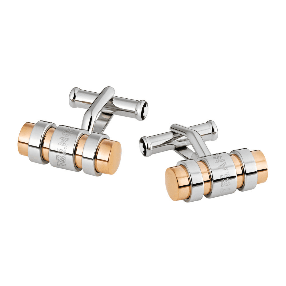 Three Rings Motif Silver And Rose Gold PVD Cufflinks