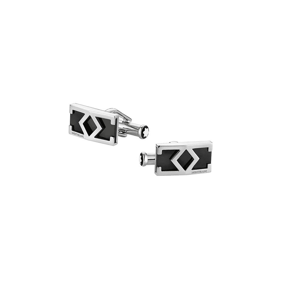 Steel and Black Lacquer Signature Cufflinks