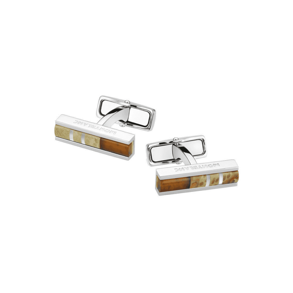 Deco Cufflinks with Wood and Amber Inlays