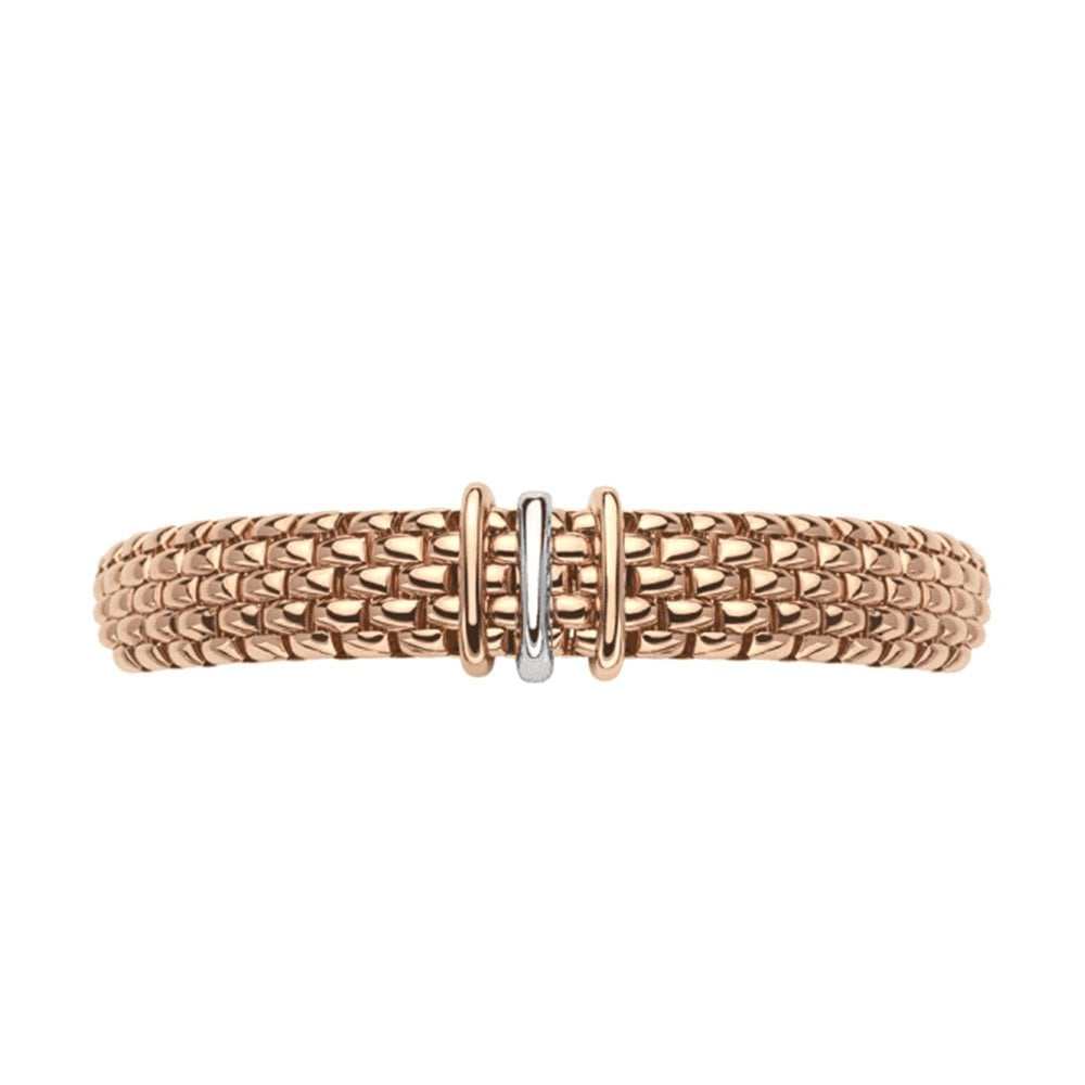 Panorama 18ct Rose Gold Bracelet With Three Multi-Tone Gold Rondels