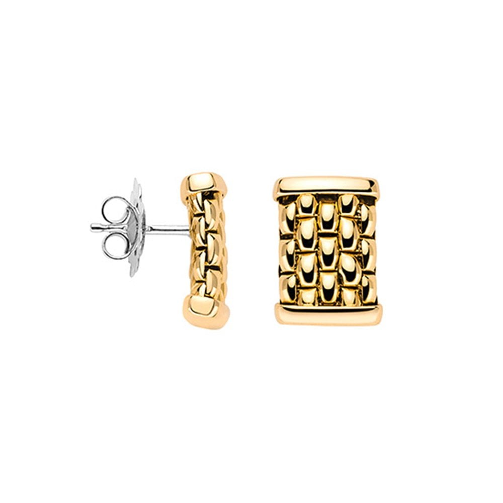 Essentials 18ct Yellow Gold Bar Stud Earrings