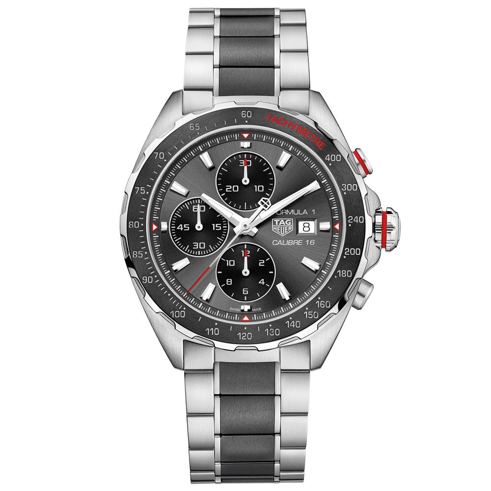 Formula 1 Calibre 16 Anthracite/Red Dial Men's Two-Tone Bracelet Watch