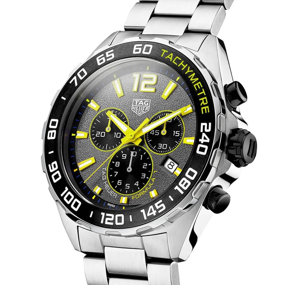 Formula 1 43mm Grey/Yellow Dial Men's Chronograph Bracelet Watch