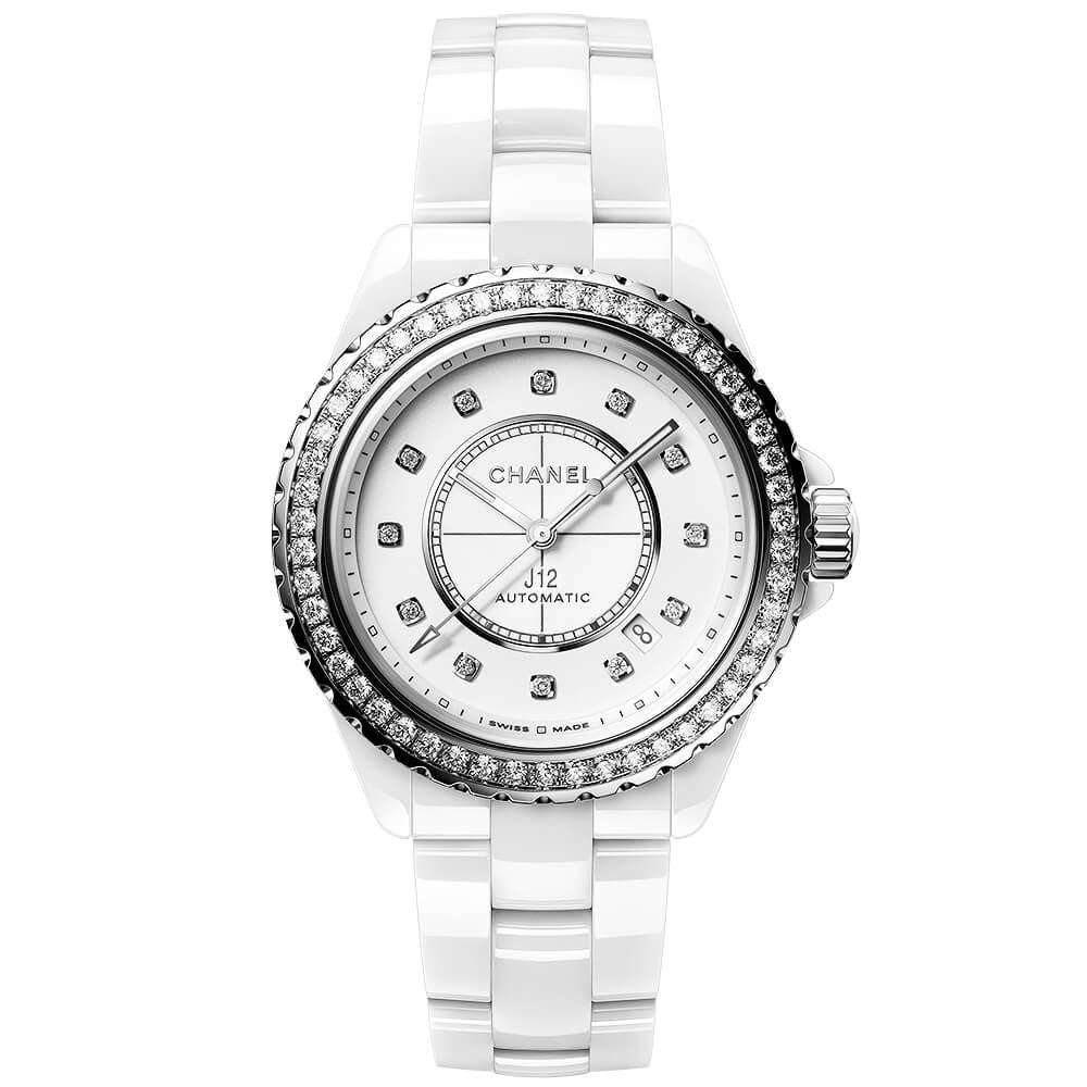 CHANEL J12 38mm White Ceramic Diamond Dial & Bezel Automatic Bracelet Watch