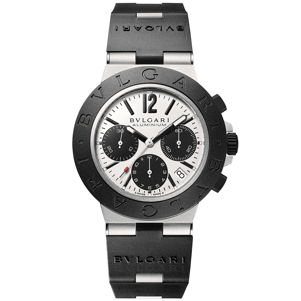 Aluminium 40mm Grey/Black Dial Rubber Bezel Chronograph Watch