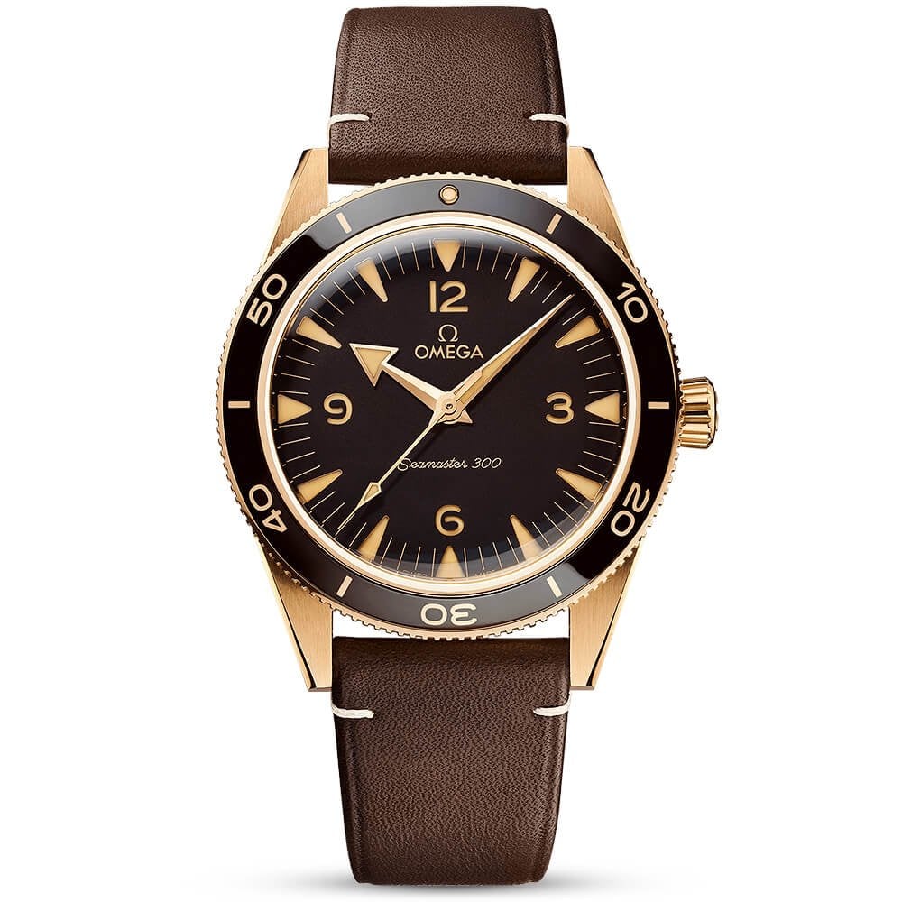 Seamaster 300 41mm 9ct Bronze Gold Automatic Leather Strap Watch
