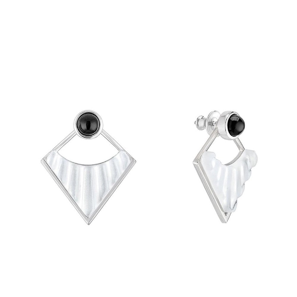 Style 1925 Clear Crystal, Black Resin & Silver Plated Earrings