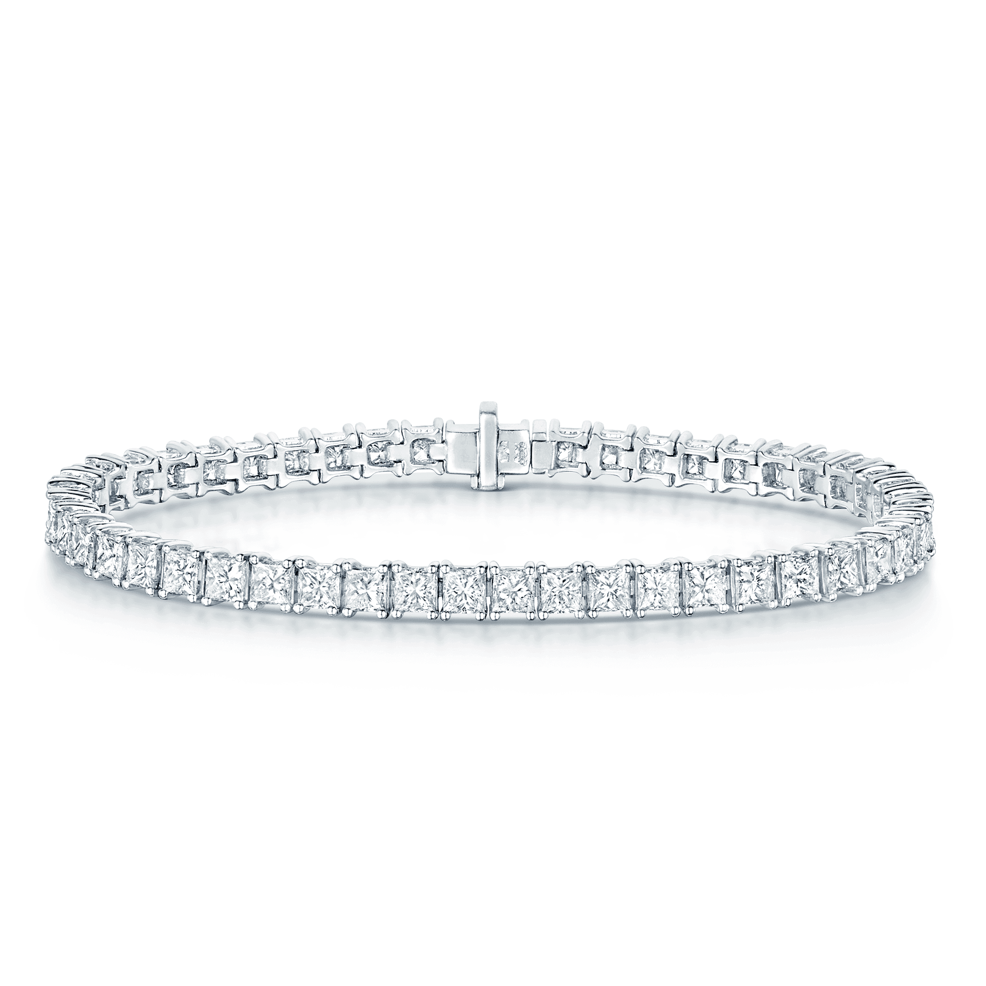 18ct White Gold Princess Cut Diamond Claw Set Line Bracelet
