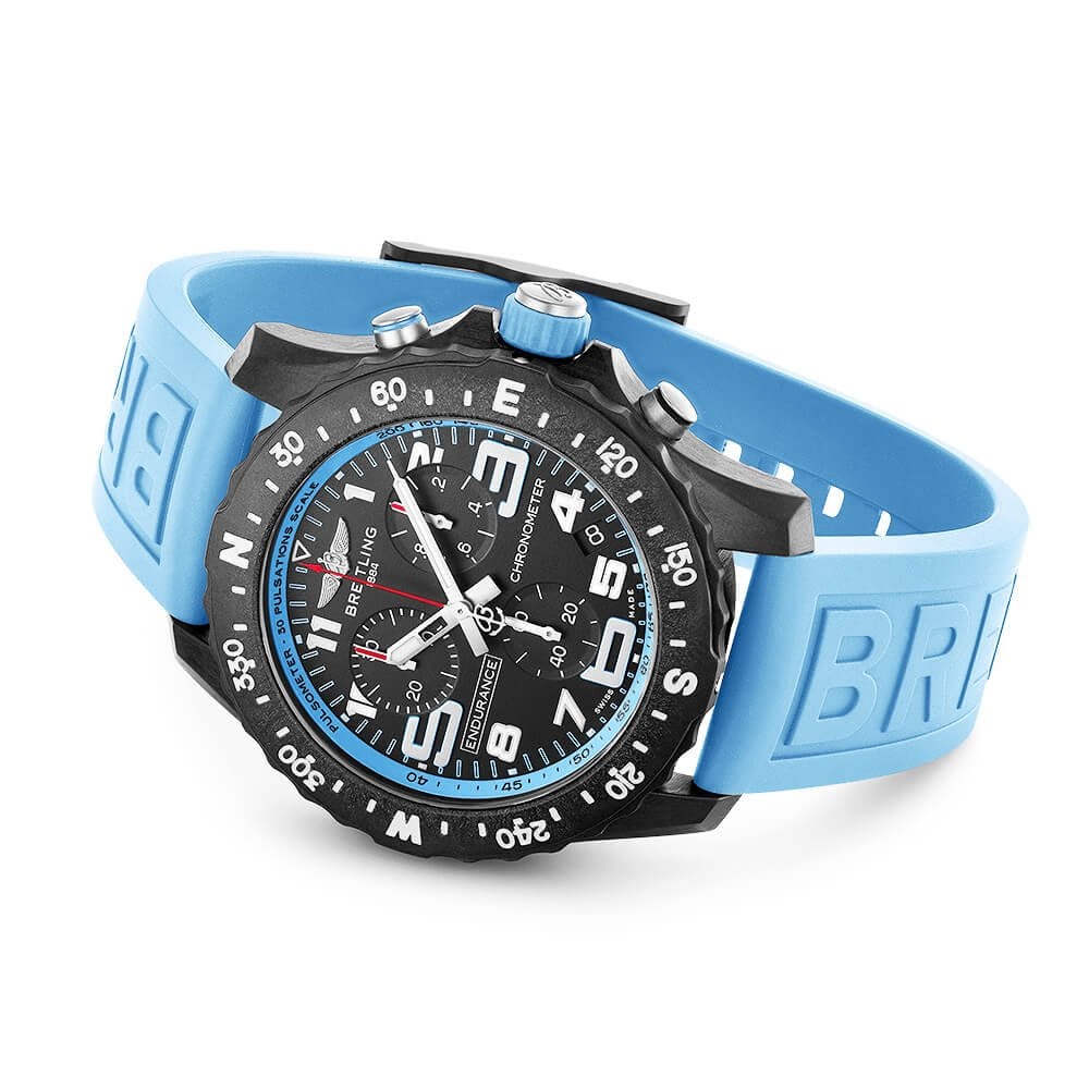 Endurance Pro 44mm Breitlight Black/Sky Blue Rubber Strap Men's Watch
