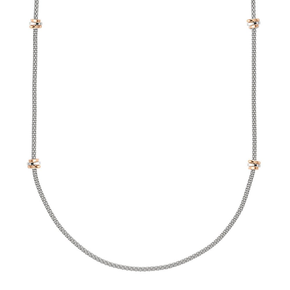 Prima 18ct White Gold Long Necklace With Multi-Tone Gold Rondels