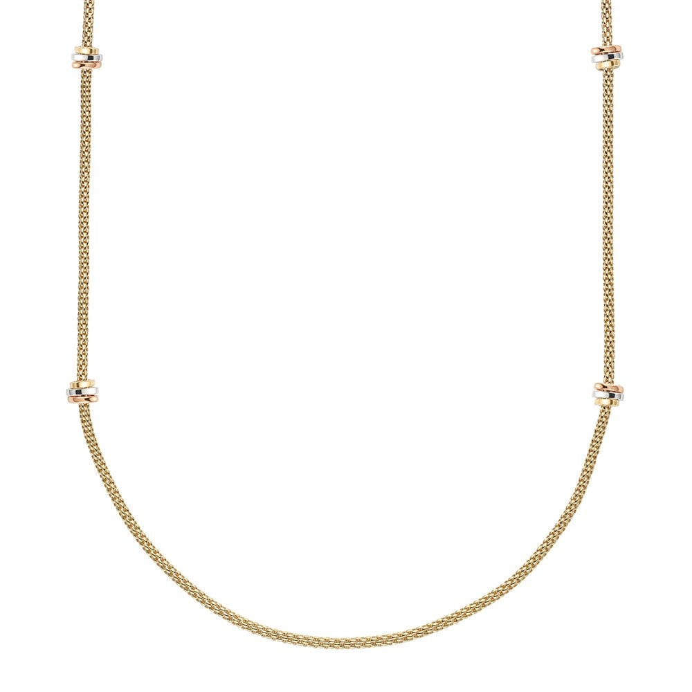 Prima 18ct Yellow Gold Long Necklace With Multi-Tone Gold Rondels