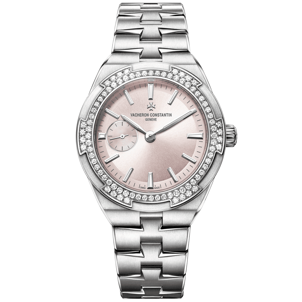 Overseas Steel 37mm Automatic Diamond Set Bracelet Watch