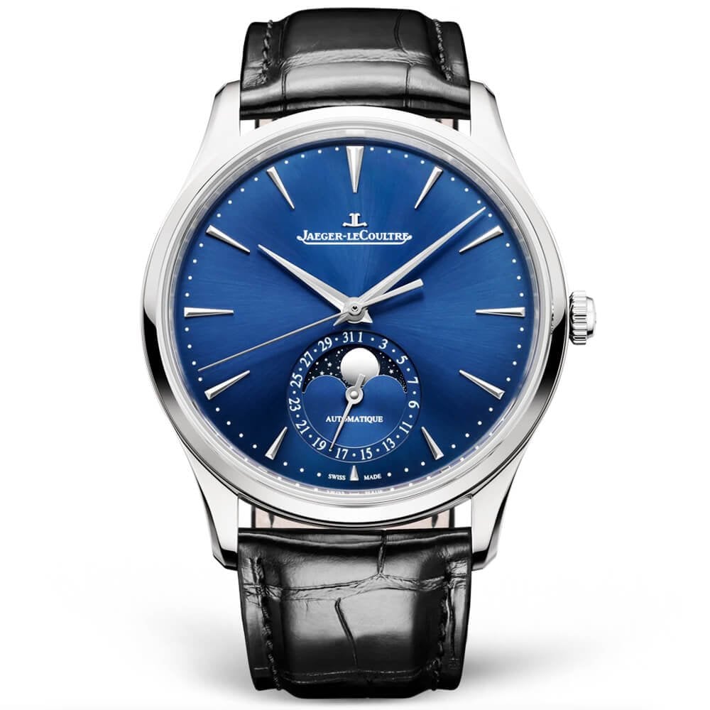 Master Ultra Thin Moon Steel Blue Dial Automatic Men's Strap Watch