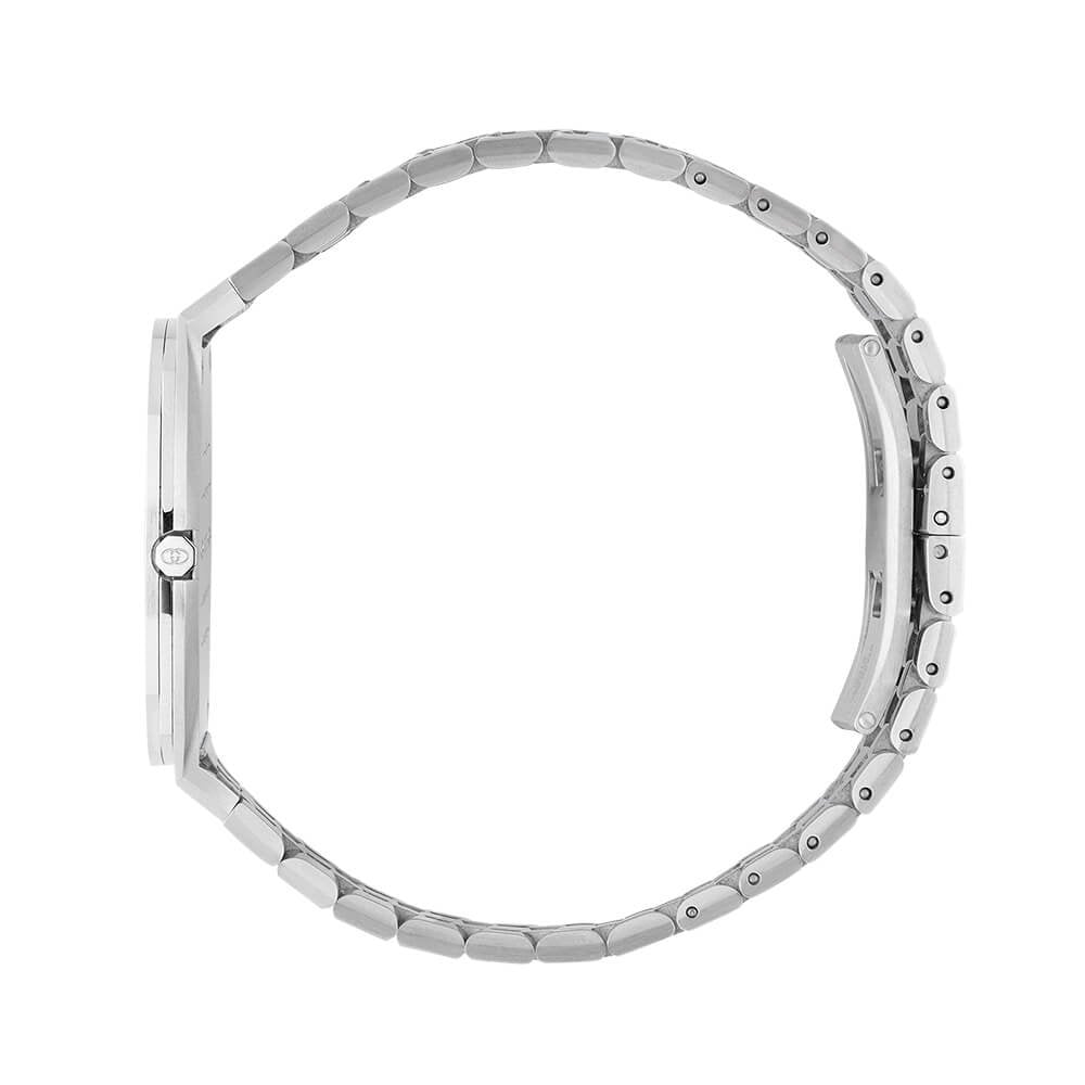 GUCCI 25H 34mm White Dial & Diamond Bezel Stainless Steel Bracelet Watch