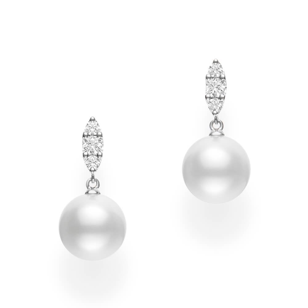 Morning Dew 18ct White Gold Pearl & Diamond Earrings