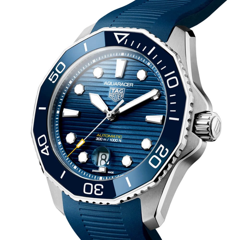 Aquaracer 43mm Blue Dial & Ceramic Bezel Men's Automatic Strap Watch